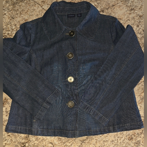 Westbound Cotton Chambray A Line Denim Jacket Button Down Lightweight Medium - Picture 1 of 5